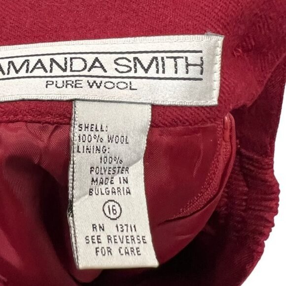 Amanda Smith Vintage 80's Red Wool Pencil Skirt - Picture 4 of 6